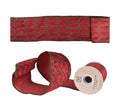 Red Velvet With Entwined Green Embroidery Ribbon 4" x 5 YD