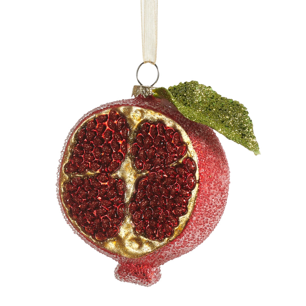 Glass Pomegranate Ornament – Dark Red