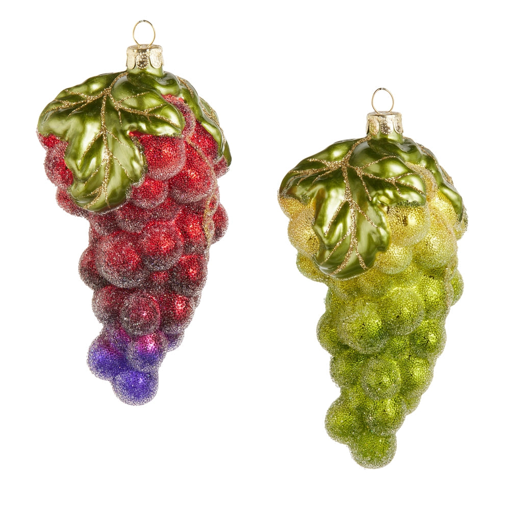 Glittered Glass Grape Ornaments – Set of 2
