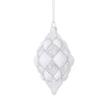Decorative white hanging ornament with a textured pattern on a white background