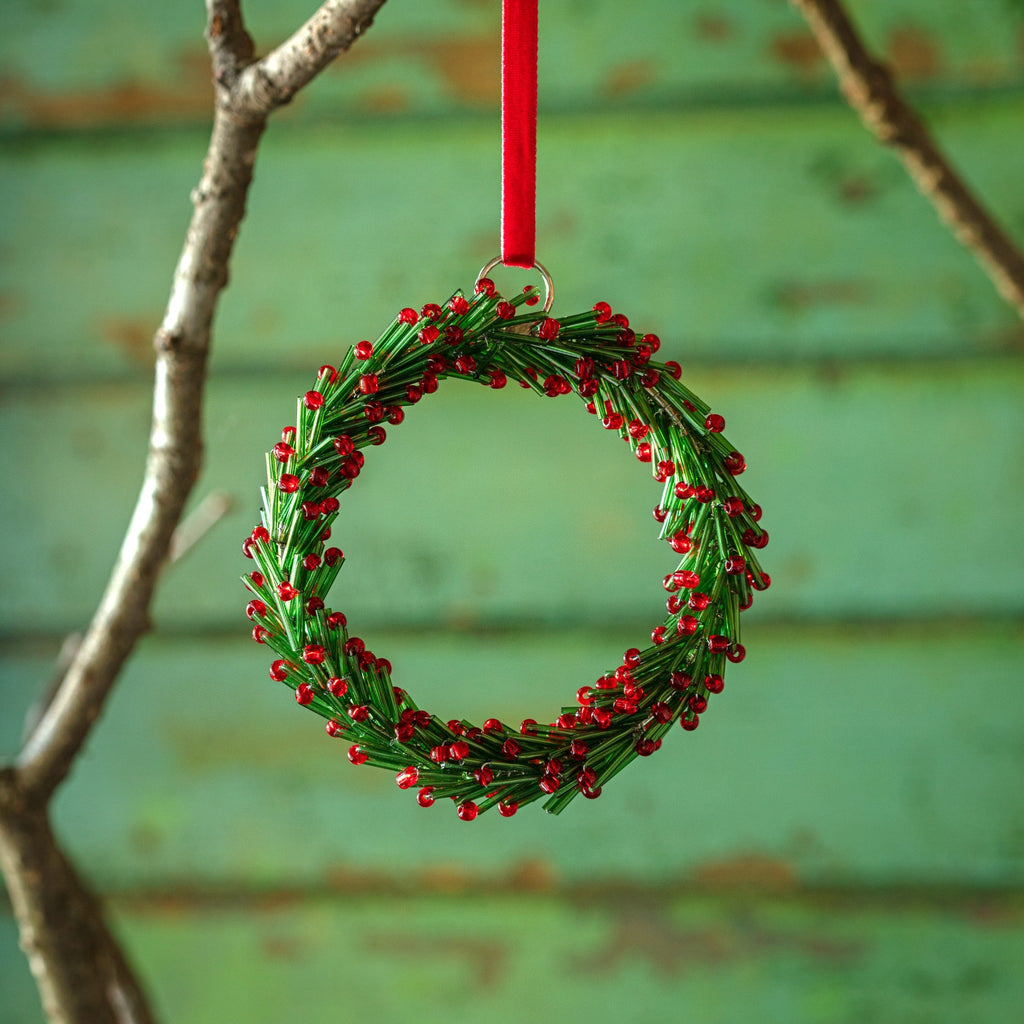 Beaded Wreath Ornament - Pre Sale
