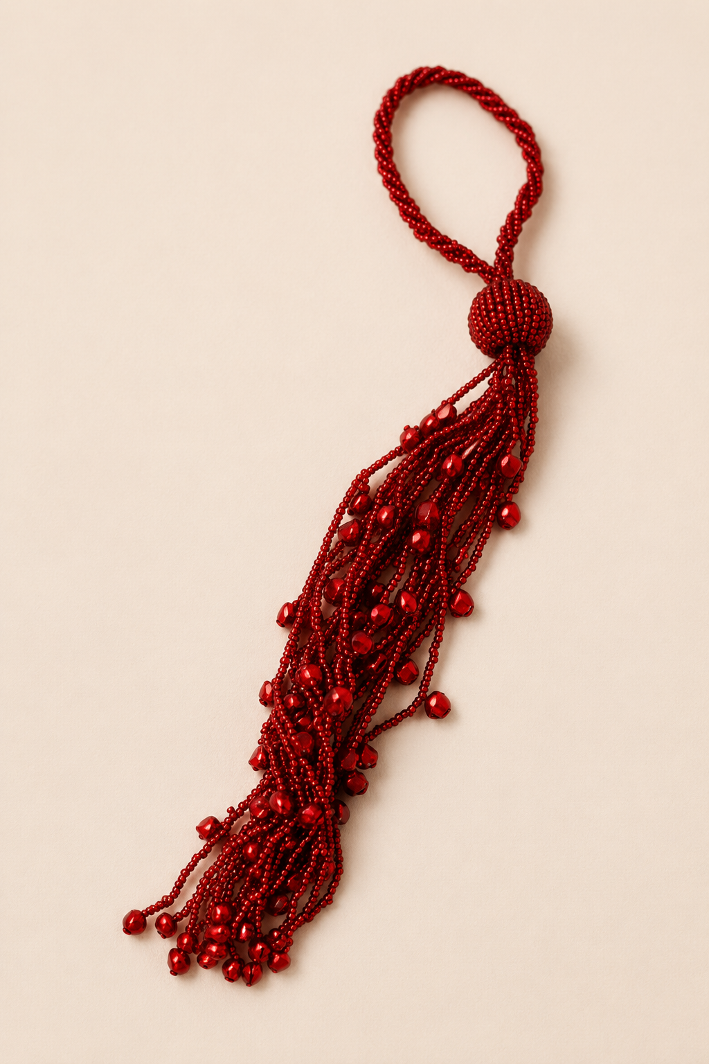 Red Beaded Tassel with Jingle Bells