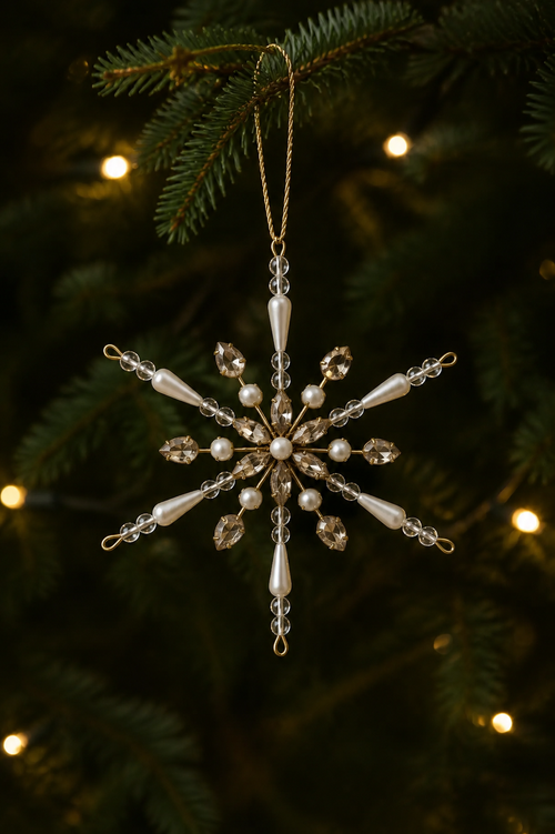 Bejeweled and Beaded Snowflake Ornament
