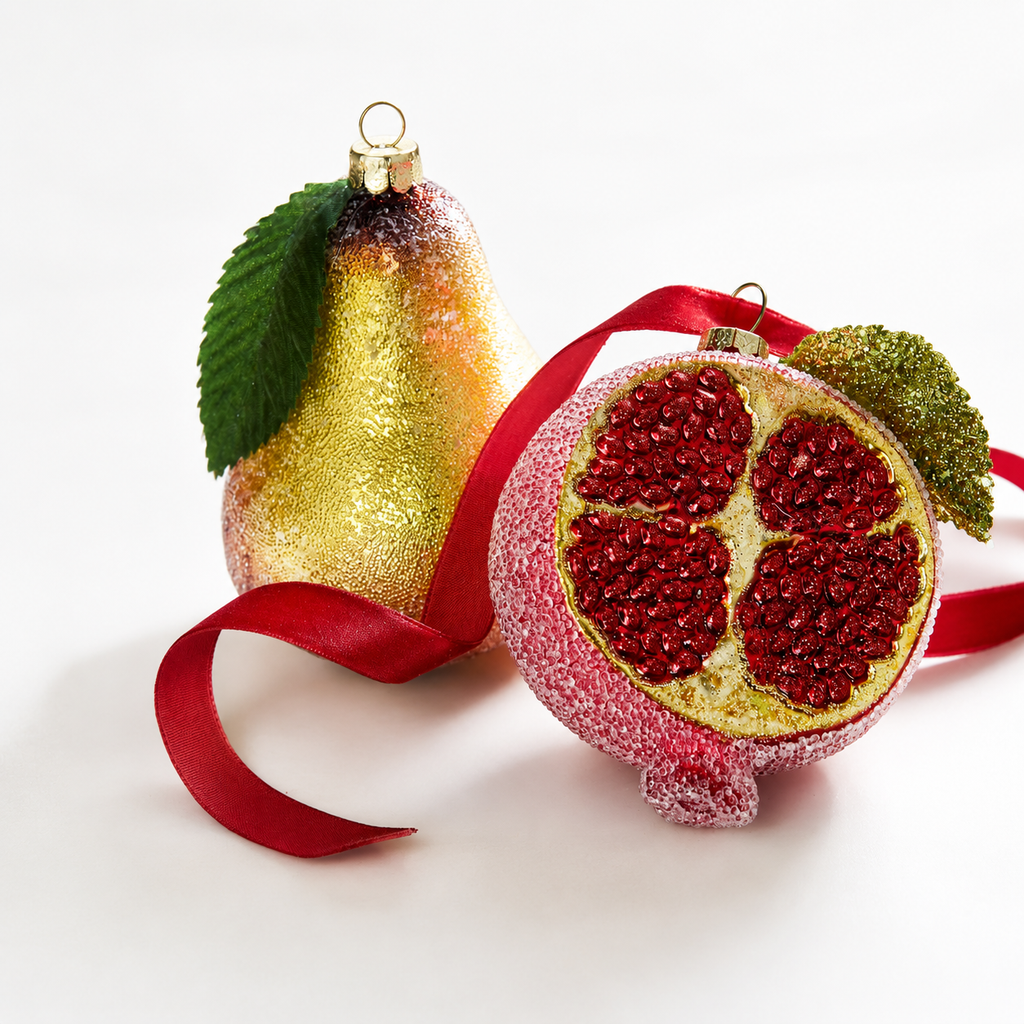 Glass Pomegranate Ornament – Dark Red