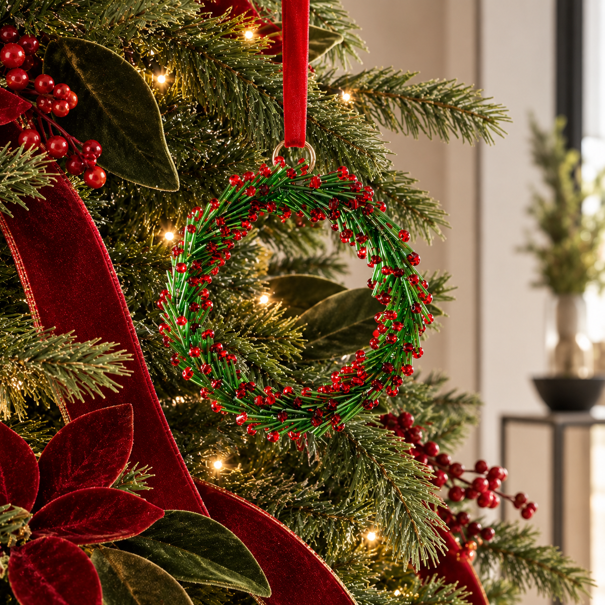 Beaded Wreath Ornament - Pre Sale