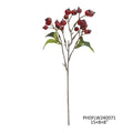 An artificial autumn branch featuring red berries, green leaves, and a brown stem on a solid white background, with a product code and size text in the bottom right corner.