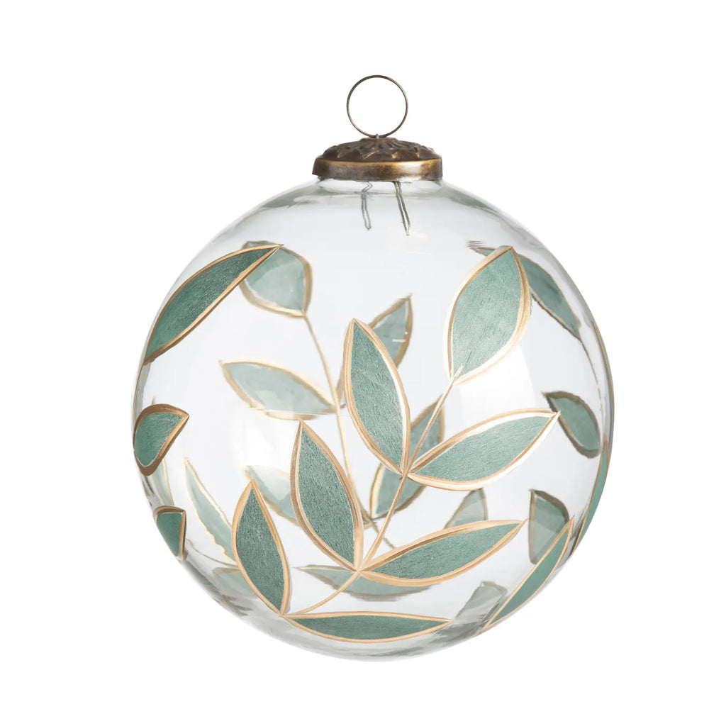 Painted Laurel Glass Ornament 5"
