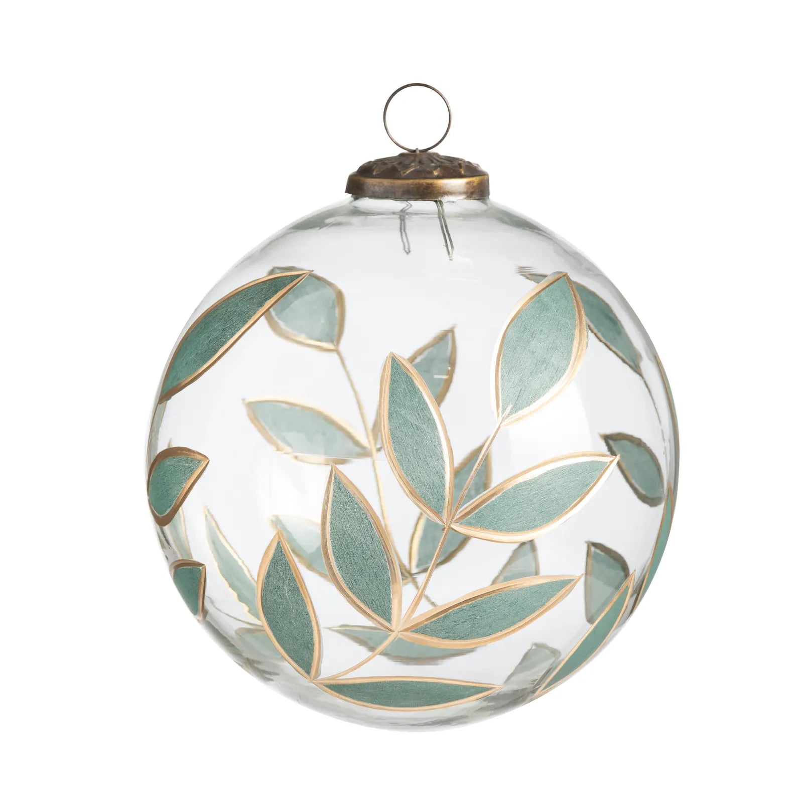 Painted Laurel Glass Ornament 5"