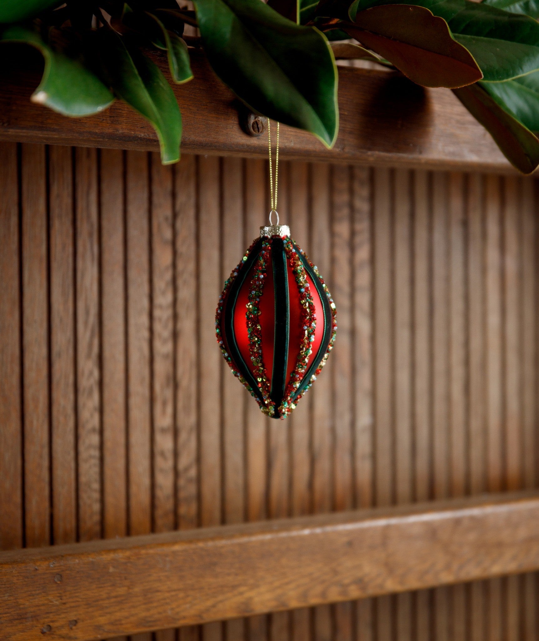 Red Beaded Crusted Ornament