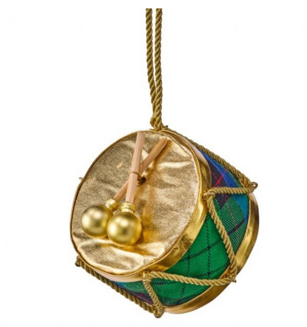 PLAID VELVET DRUM ORNAMENT