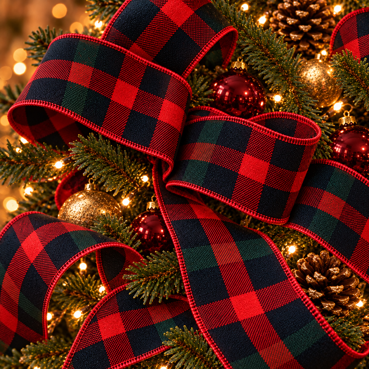 Wired Flannel Plaid Ribbon 4" x 5 YD